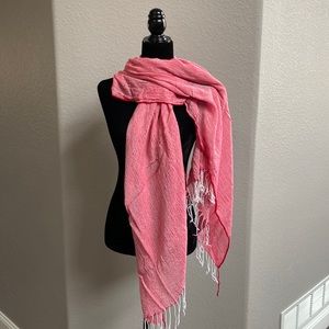 Pink and white scarf